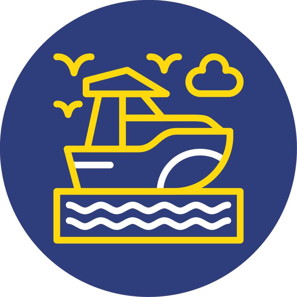 Boat Dual Line Circle Icon vector