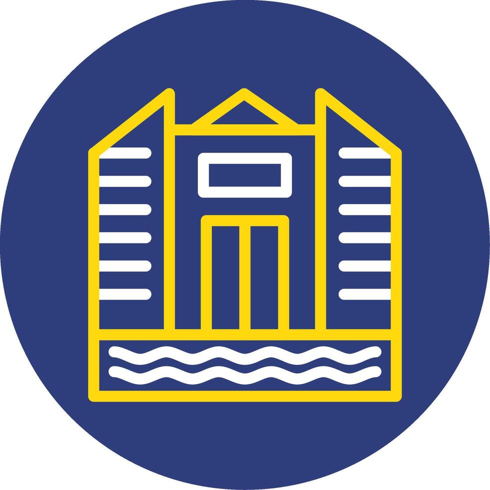 City skyline Dual Line Circle Icon vector