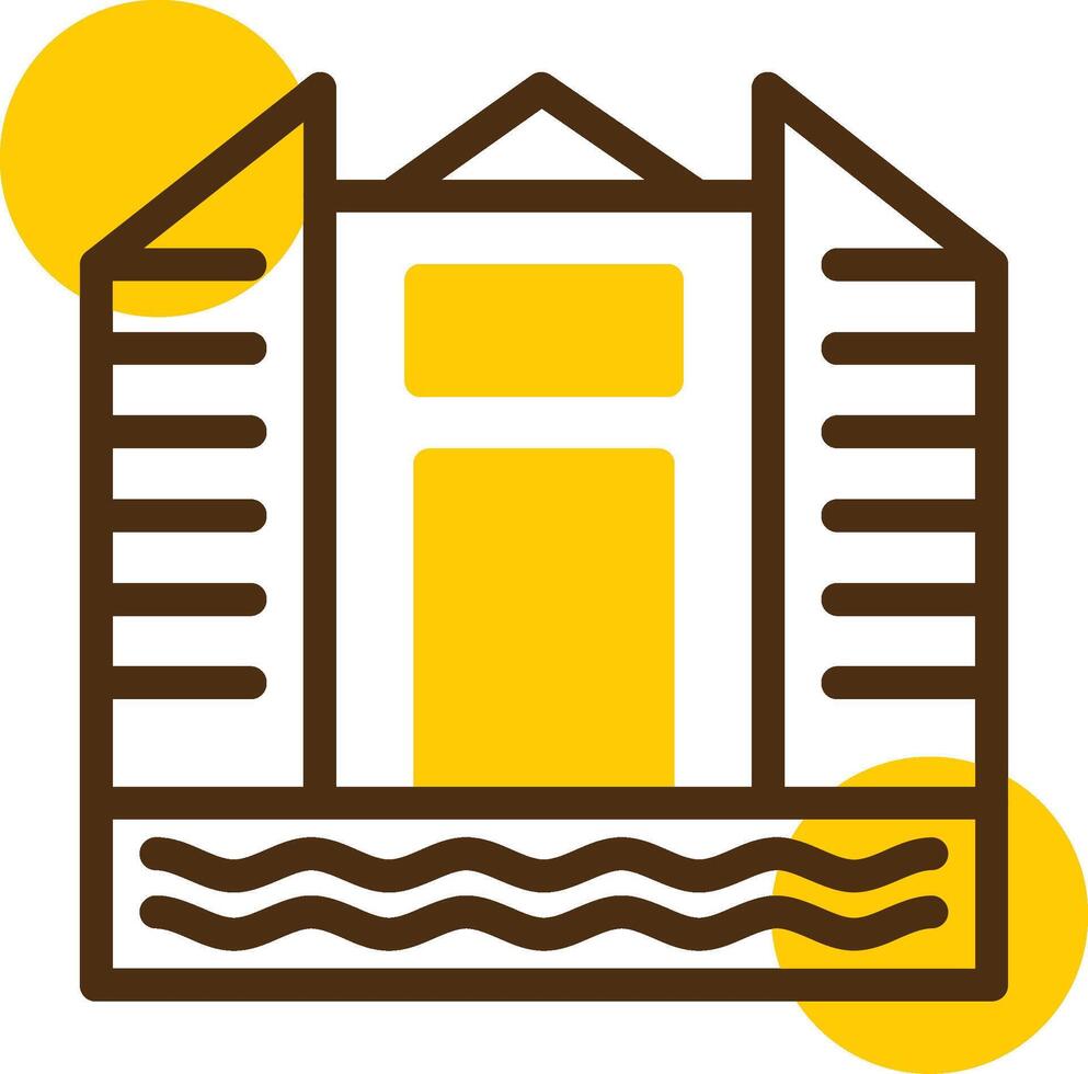 City skyline Yellow Lieanr Circle Icon vector