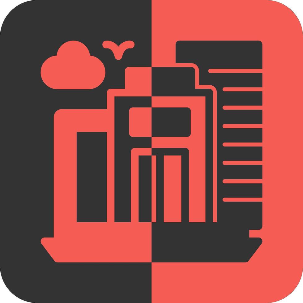 Virtual office Red Inverse Icon vector