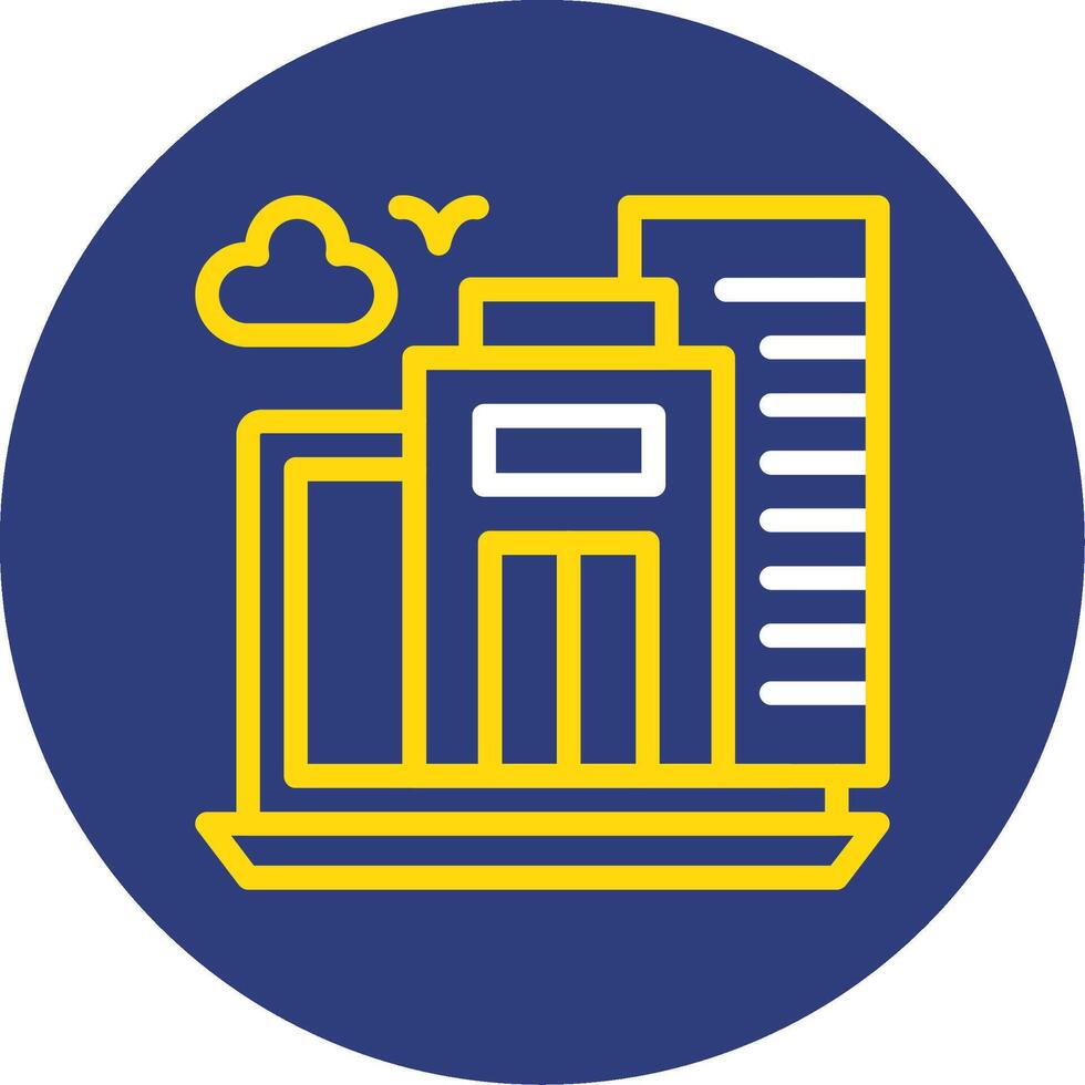 Virtual office Dual Line Circle Icon vector