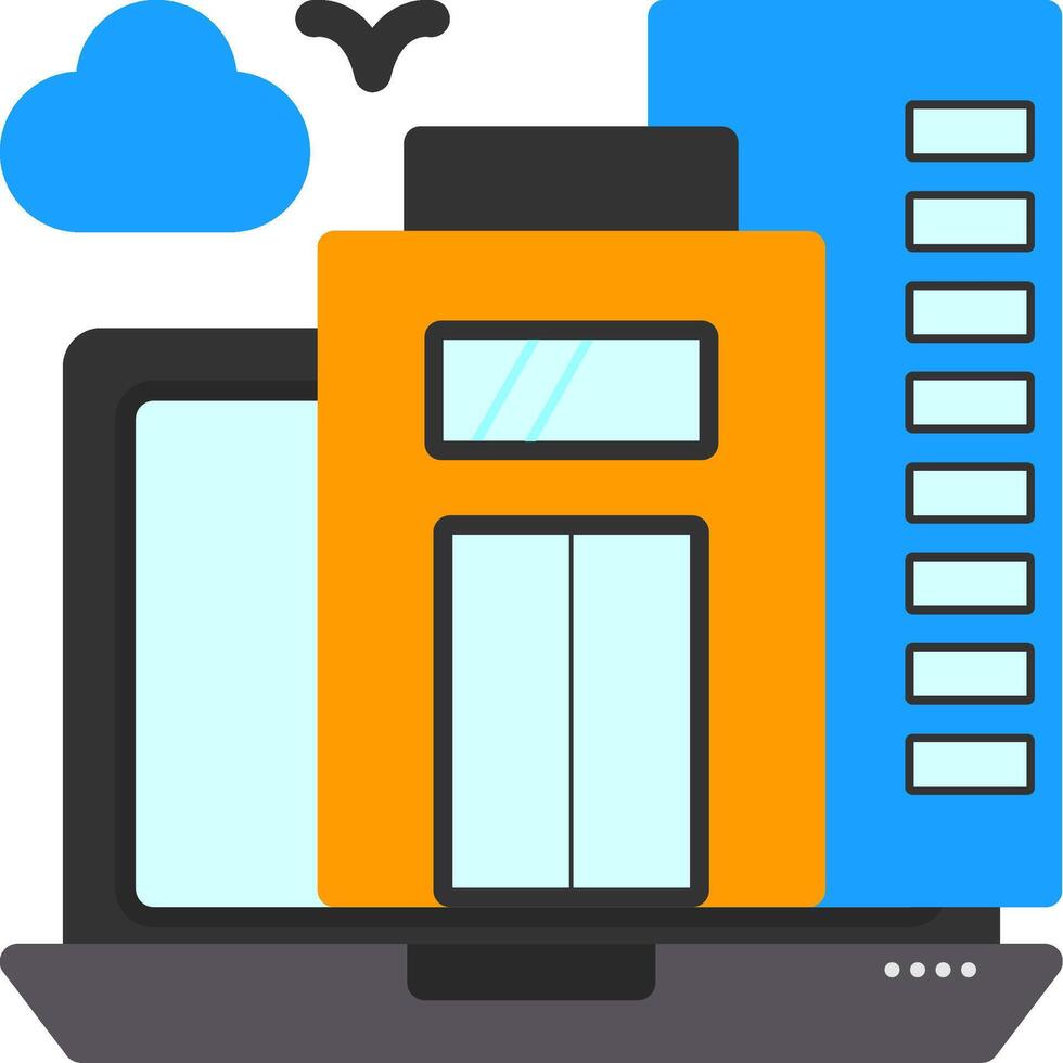 Virtual office Flat Icon vector