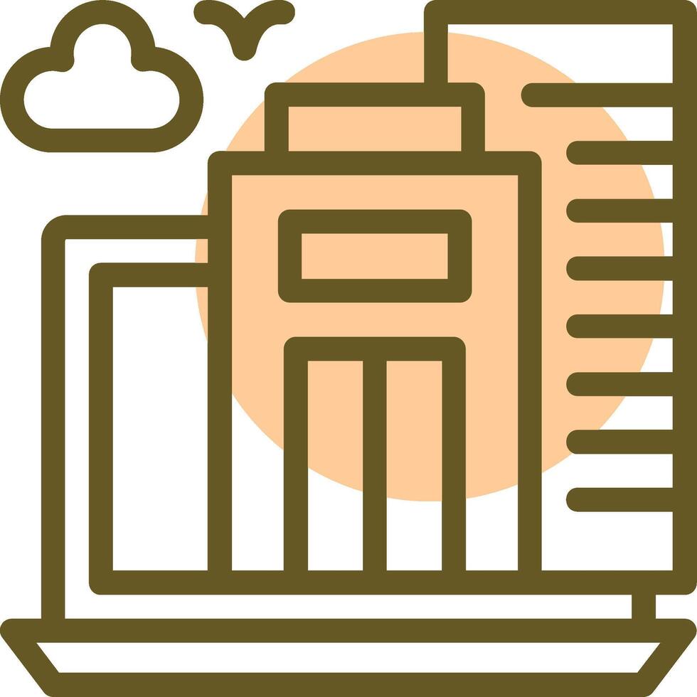 Virtual office Linear Circle Icon vector