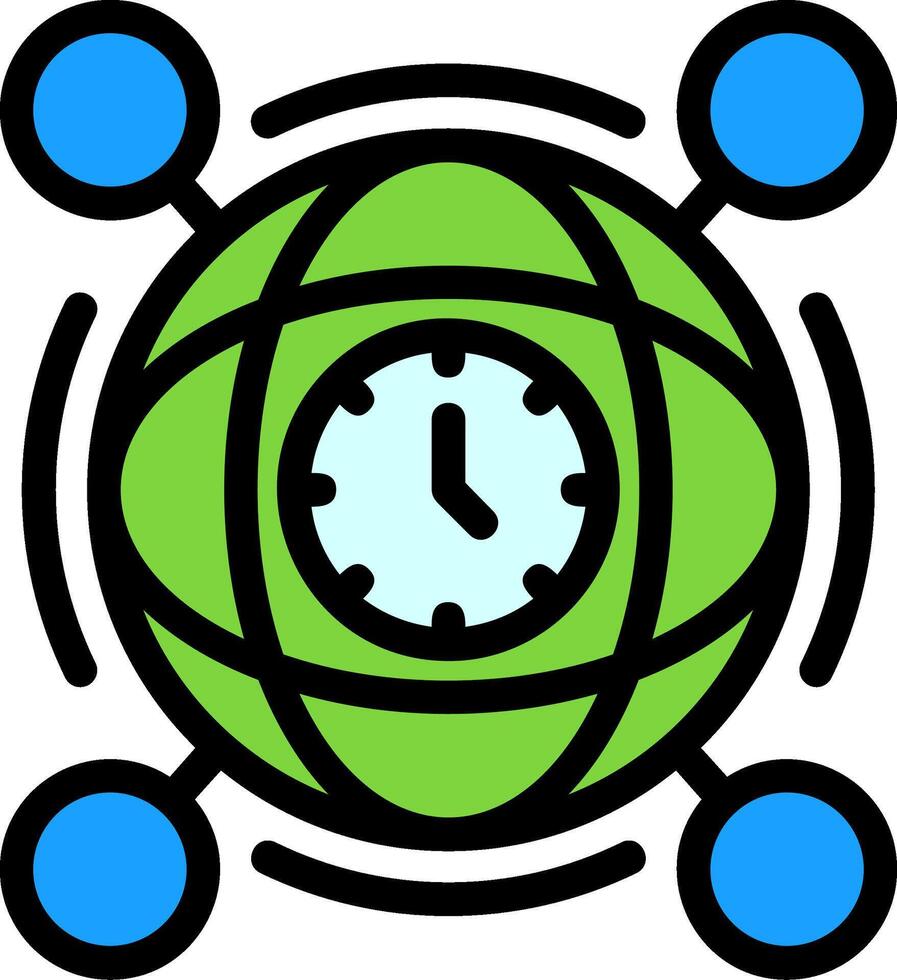 hora zona línea lleno icono vector