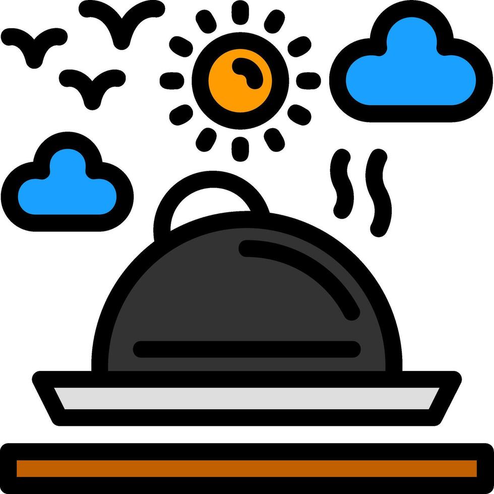 local cocina línea lleno icono vector