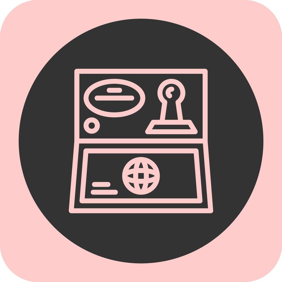 Visa stamp Linear Round Icon vector