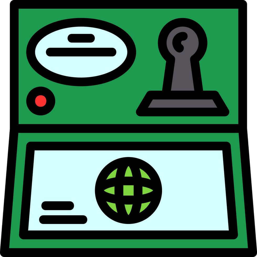 Visa stamp Line Filled Icon vector