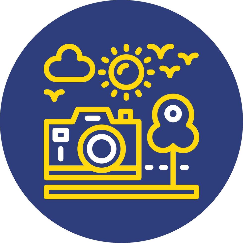 Travel vlog Dual Line Circle Icon vector