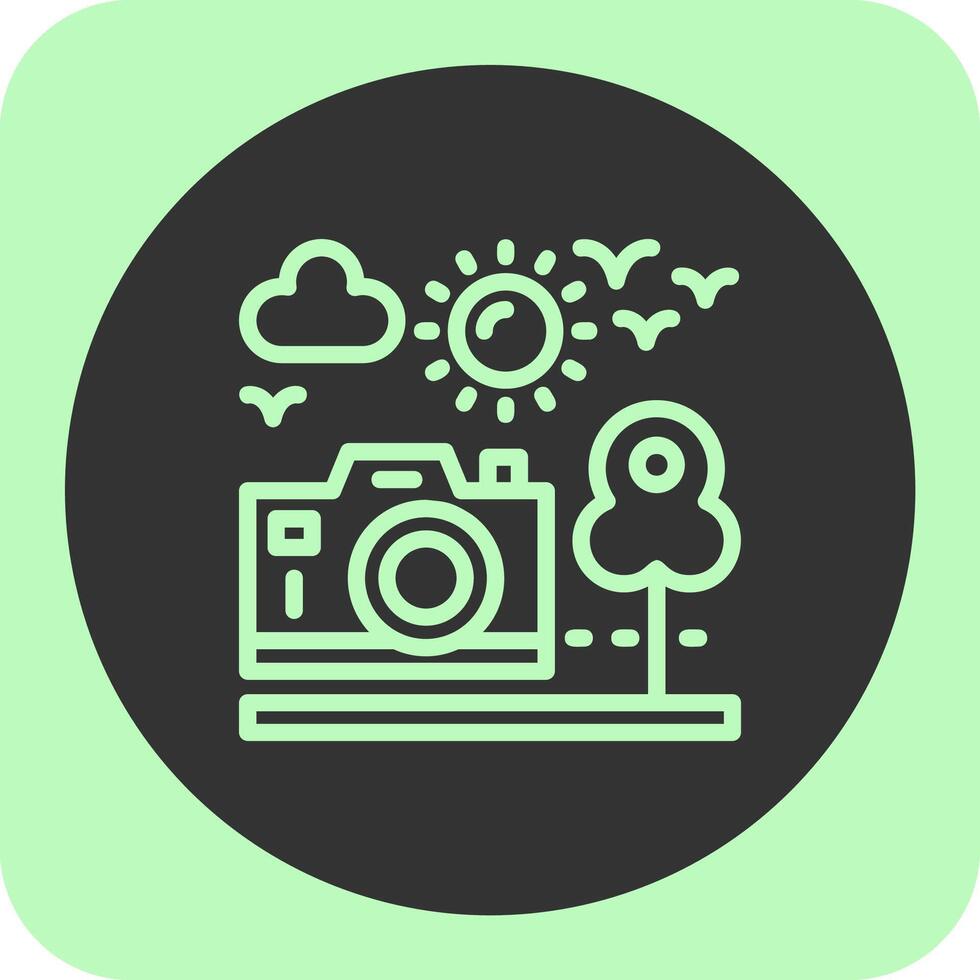 Travel vlog Linear Round Icon vector