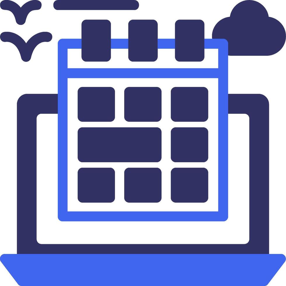flexible calendario sólido dos color icono vector