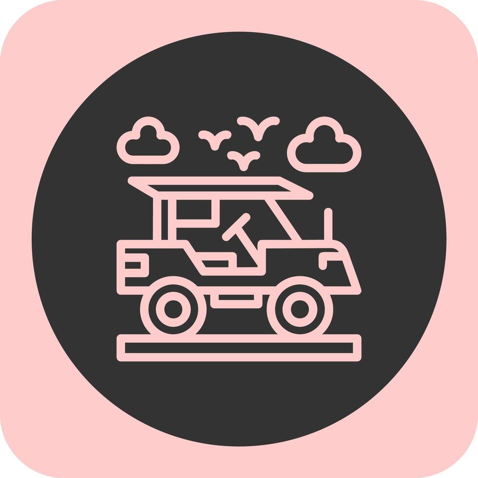 Adventure vehicle Linear Round Icon vector