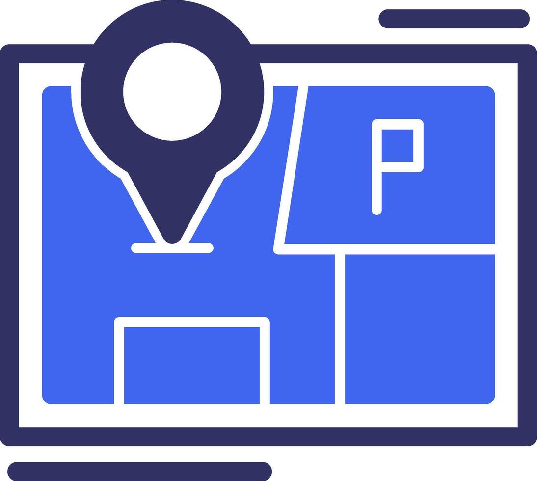 estacionamiento mapa marcador sólido dos color icono vector