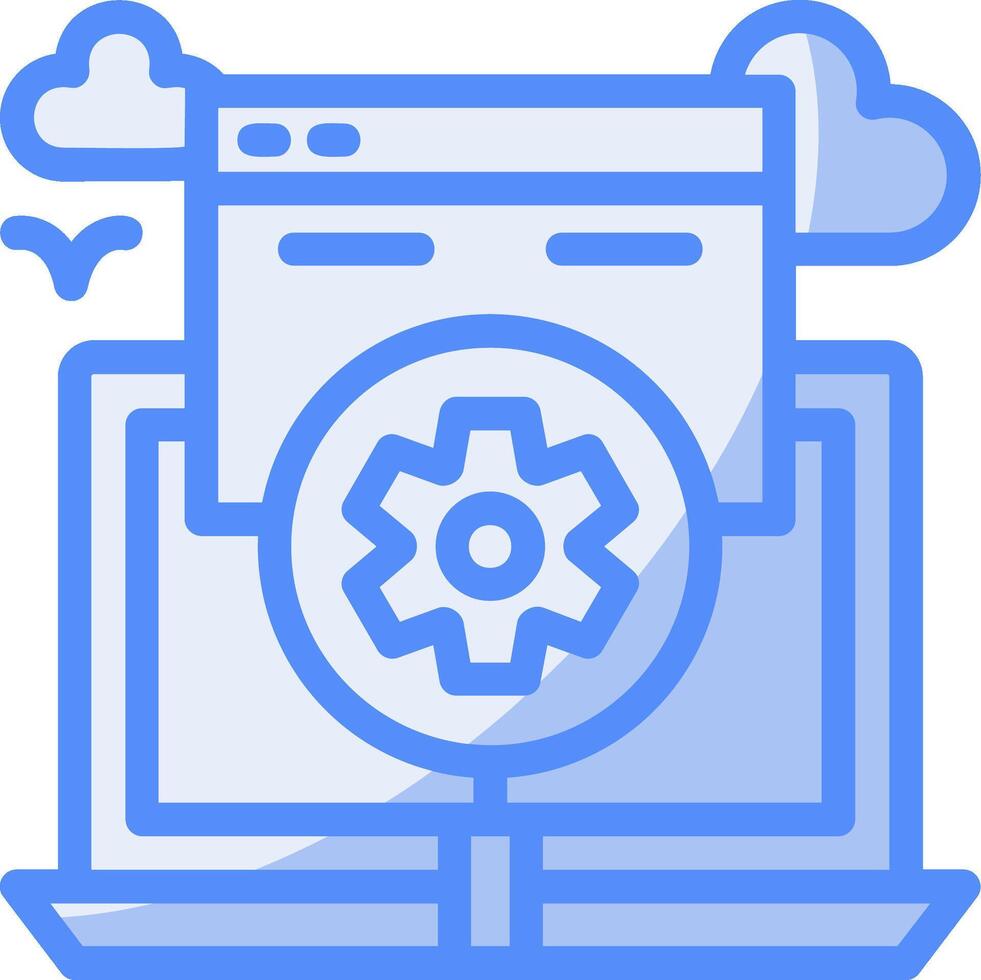 remoto trabajo buscar línea lleno azul icono vector