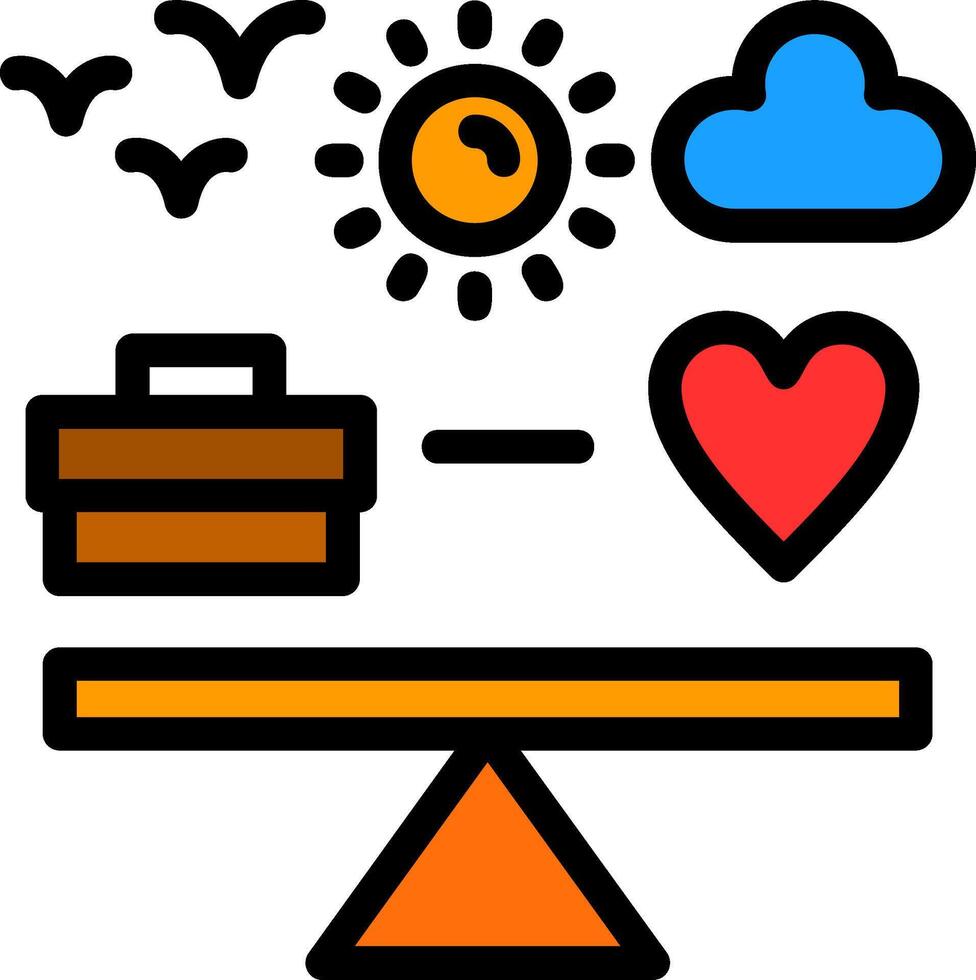 Work life integration Line Filled Icon vector