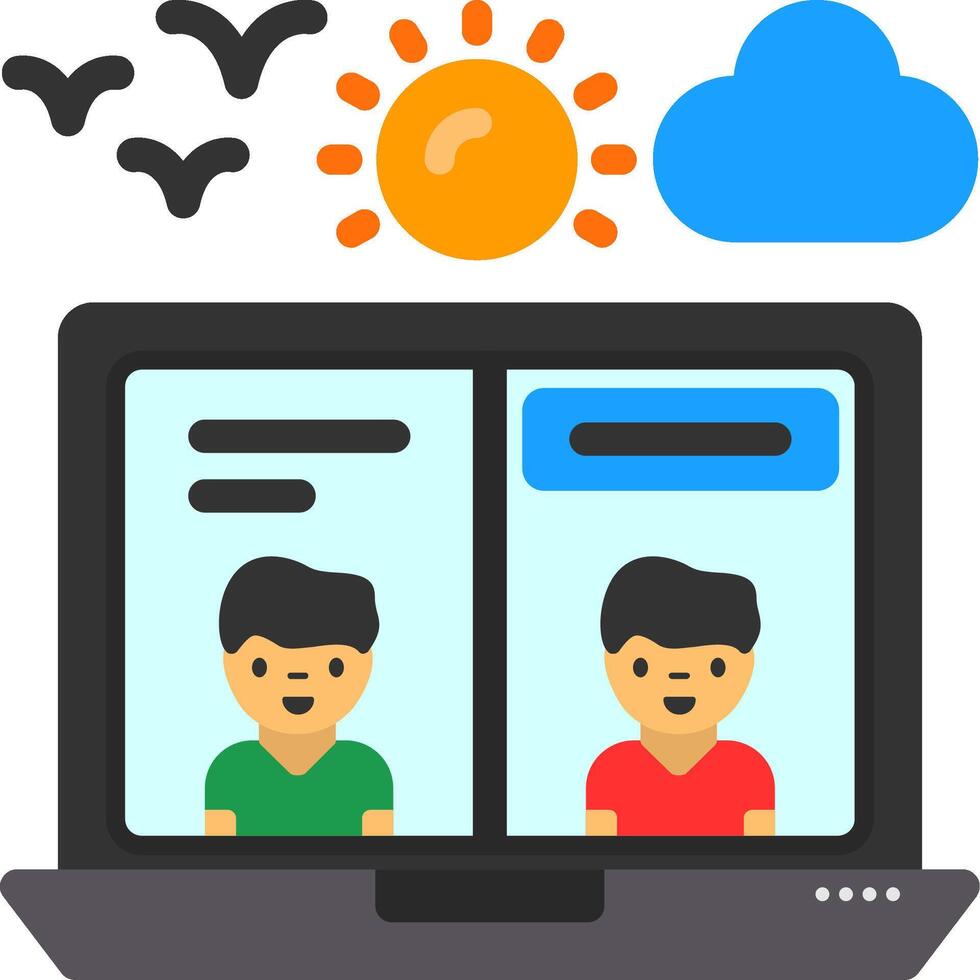 Virtual meeting Flat Icon vector