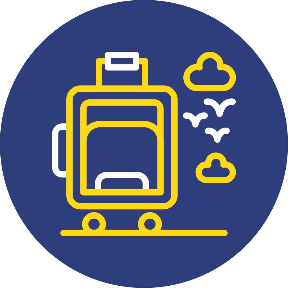 Suitcase wheels Dual Line Circle Icon vector
