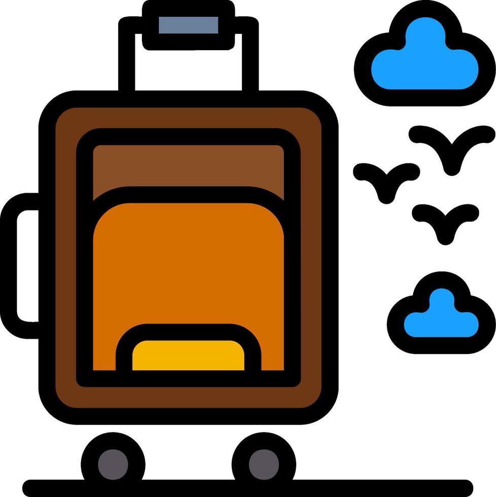 Suitcase wheels Line Filled Icon vector