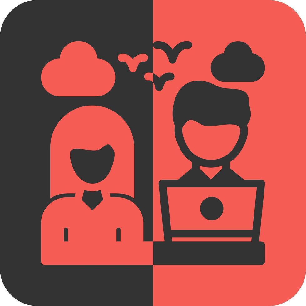 Remote coworker Red Inverse Icon vector