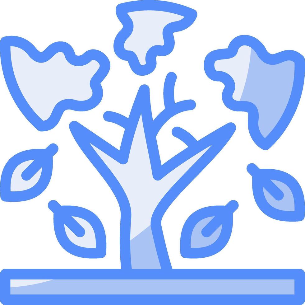 Tree Line Filled Blue Icon vector