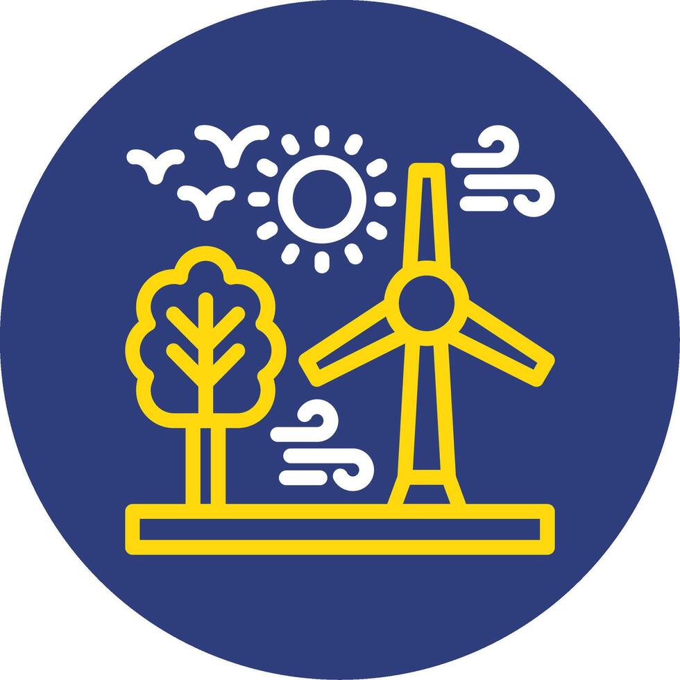 Wind turbine Dual Line Circle Icon vector