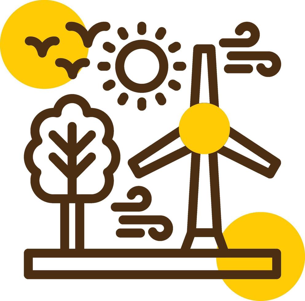 Wind turbine Yellow Lieanr Circle Icon vector