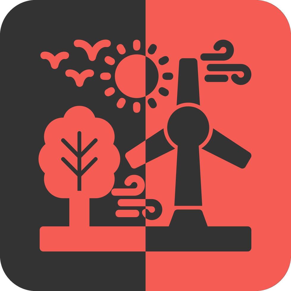 Wind turbine Red Inverse Icon vector