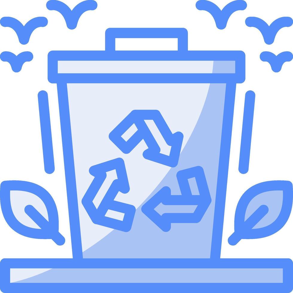 reciclaje compartimiento línea lleno azul icono vector