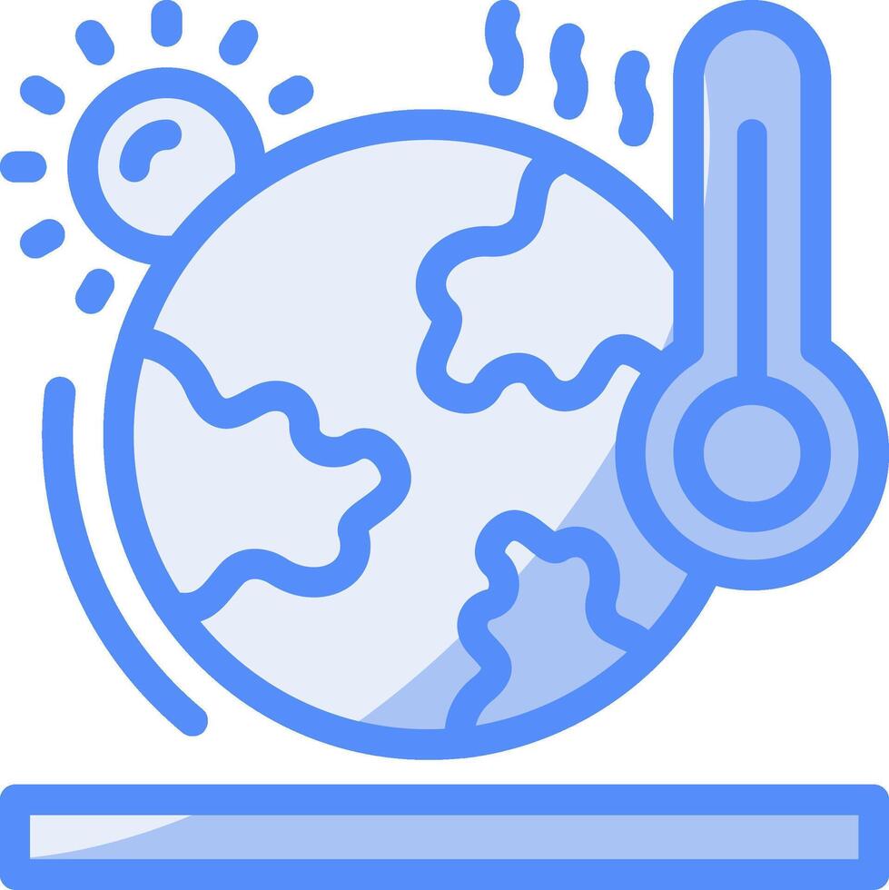 global calentamiento línea lleno azul icono vector