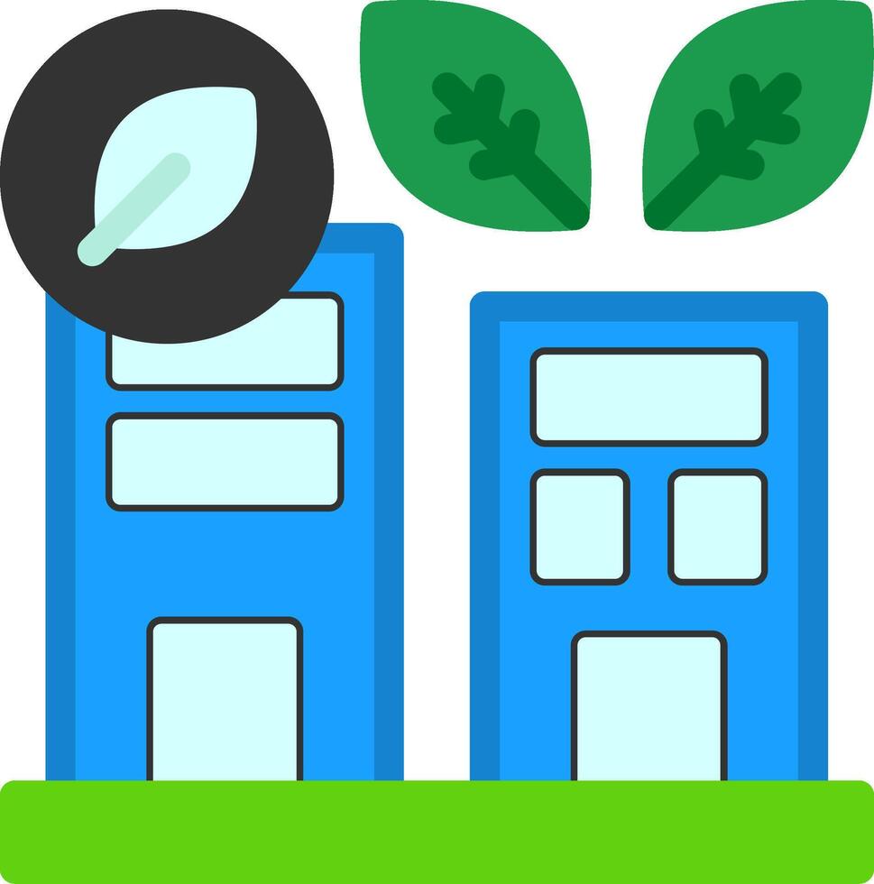 icono plano de la ciudad verde vector