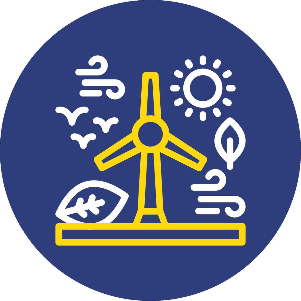 Renewable energy Dual Line Circle Icon vector