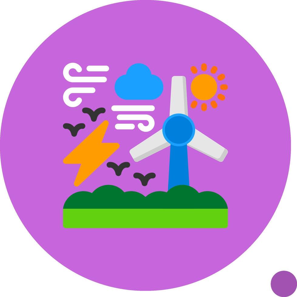Wind energy Flat Shadow Icon vector