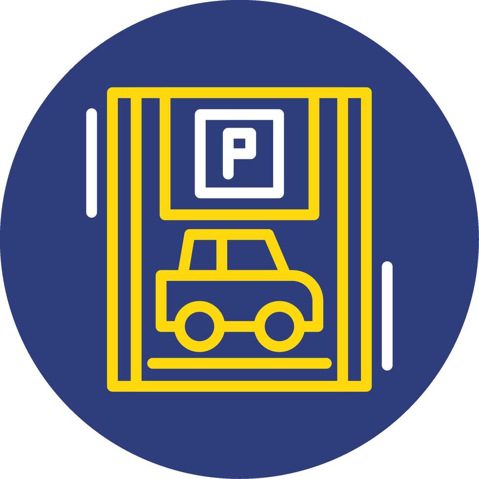 Car with blue parking Dual Line Circle Icon vector