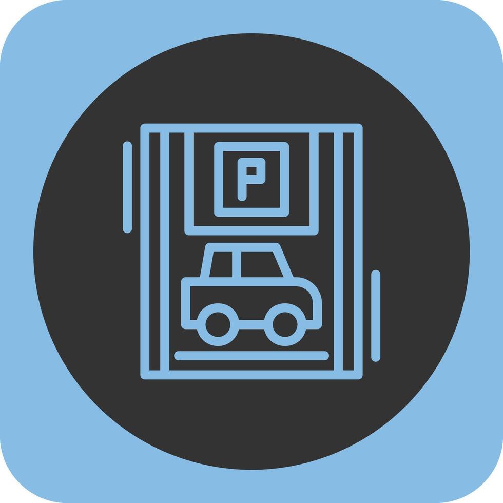 Car with blue parking Linear Round Icon vector