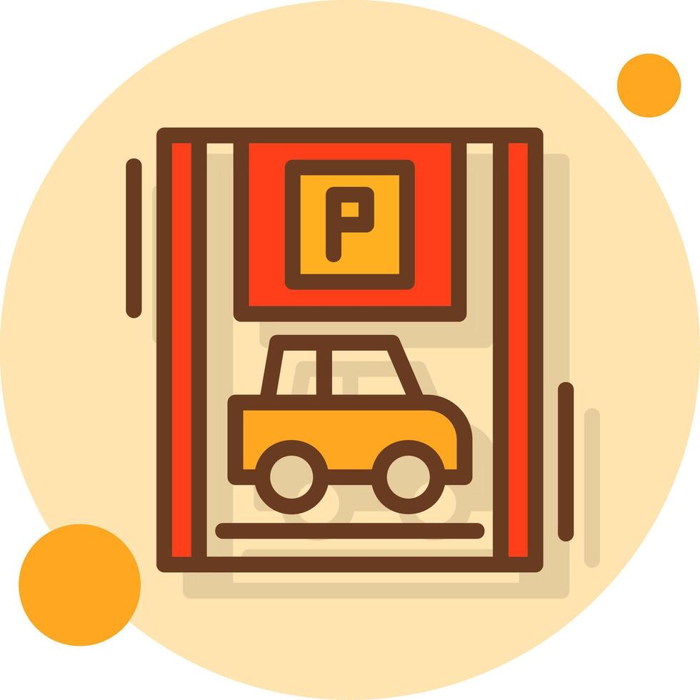 Car with blue parking Filled Shadow Circle Icon vector