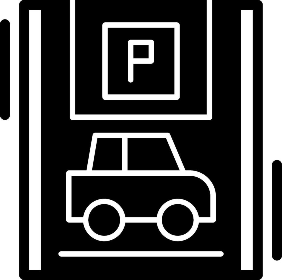 Car with blue parking Glyph Icon vector