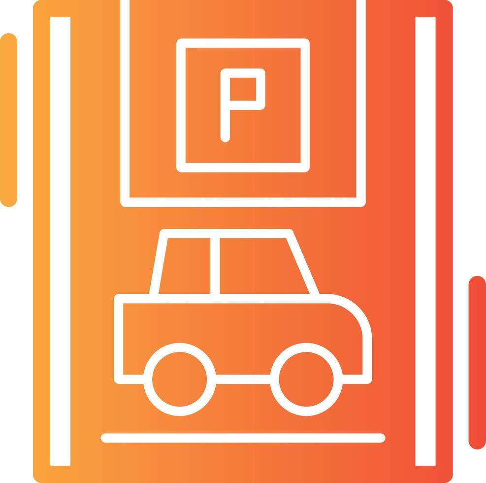 Car with blue parking Solid Multi Gradient Icon vector