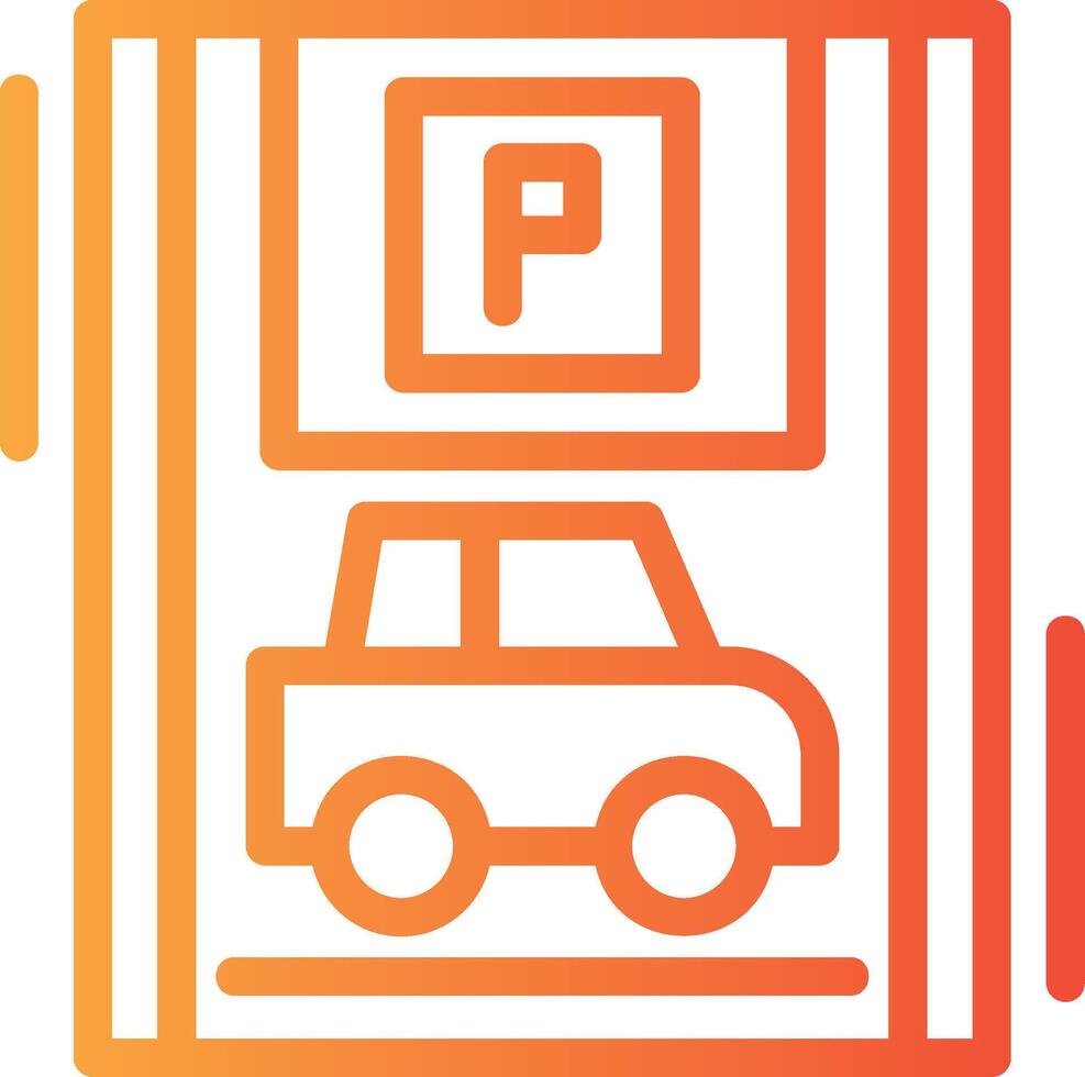 Car with blue parking Linear Gradient Icon vector
