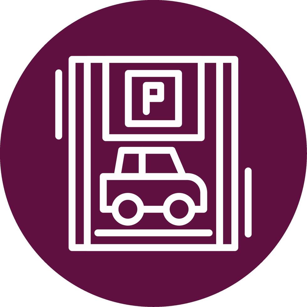 Car with blue parking Outline Circle Icon vector