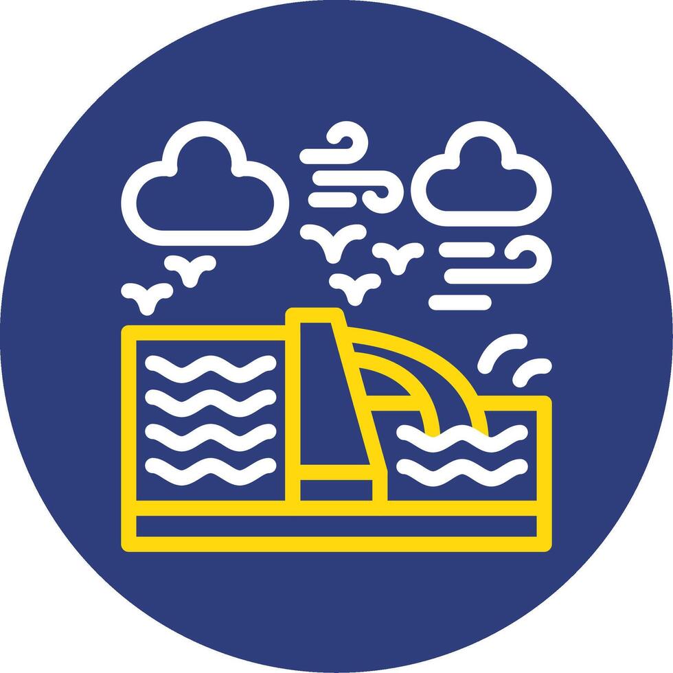 Hydropower Dual Line Circle Icon vector