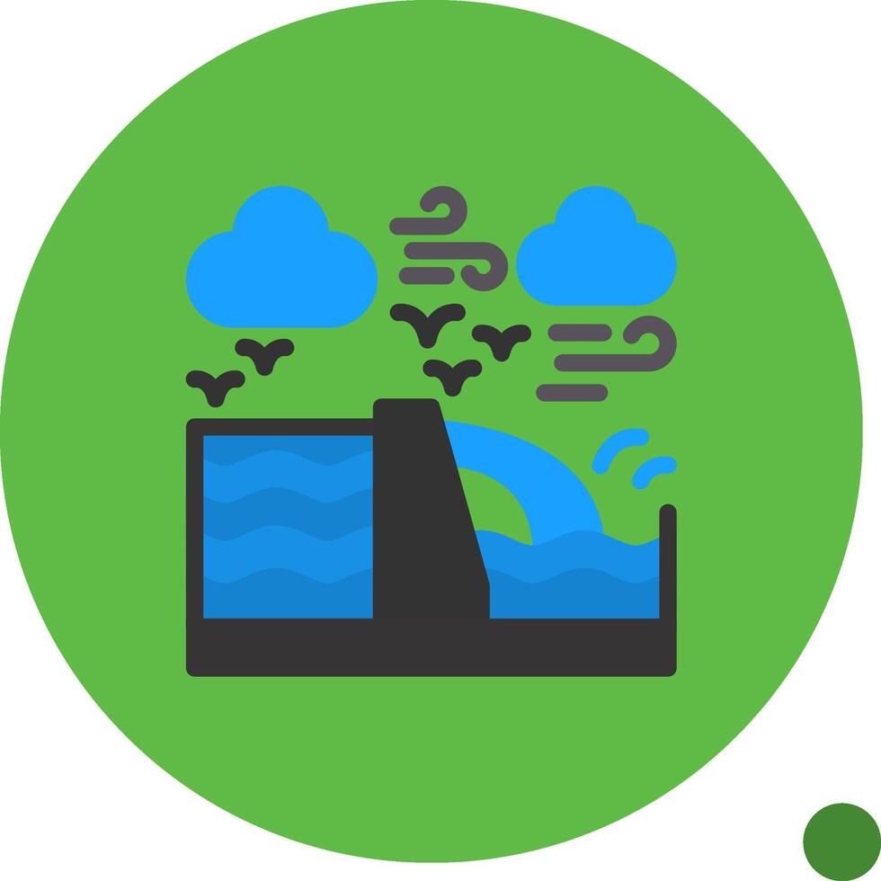 Hydropower Flat Shadow Icon vector