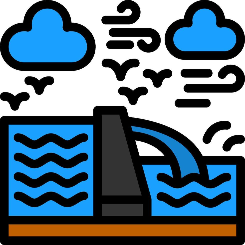 Hydropower Line Filled Icon vector