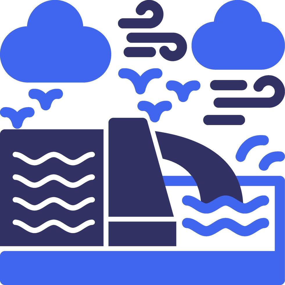 Hydropower Solid Two Color Icon vector