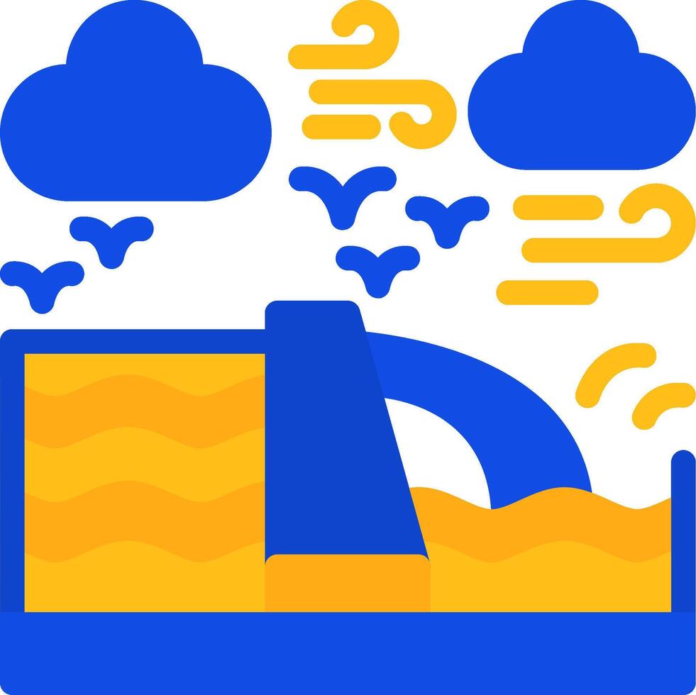 Hydropower Flat Two Color Icon vector