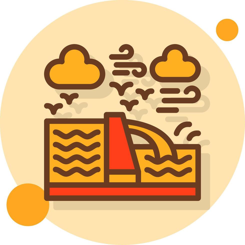 Hydropower Filled Shadow Circle Icon vector