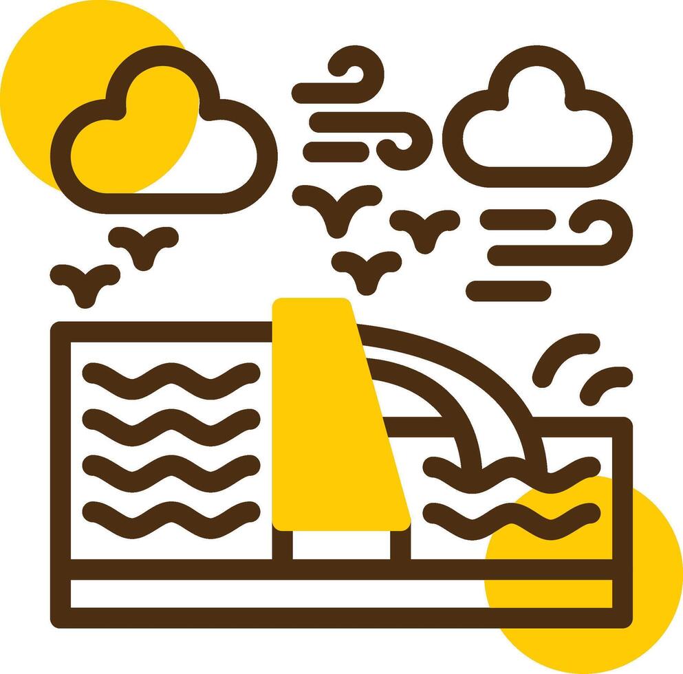 hidroeléctrica amarillo mentir circulo icono vector