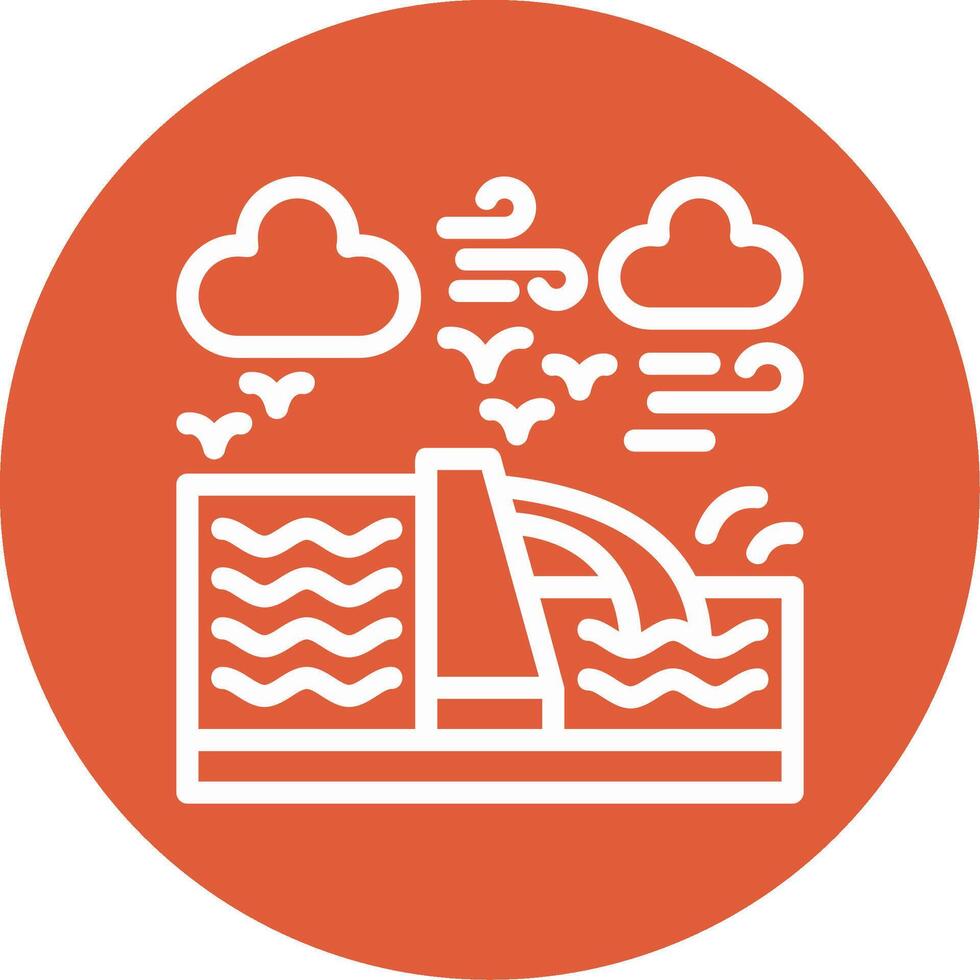 Hydropower Outline Circle Icon vector