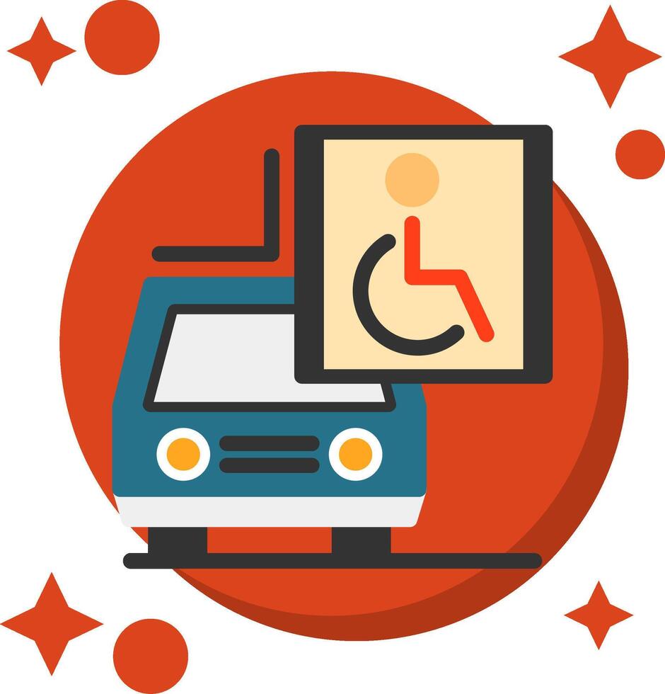 Car with wheelchair symbol Tailed Color Icon vector