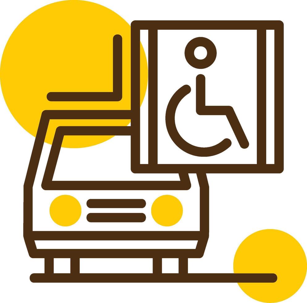 Car with wheelchair symbol Yellow Lieanr Circle Icon vector