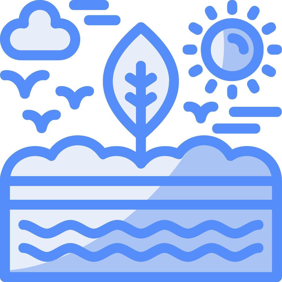 Soil conservation Line Filled Blue Icon vector