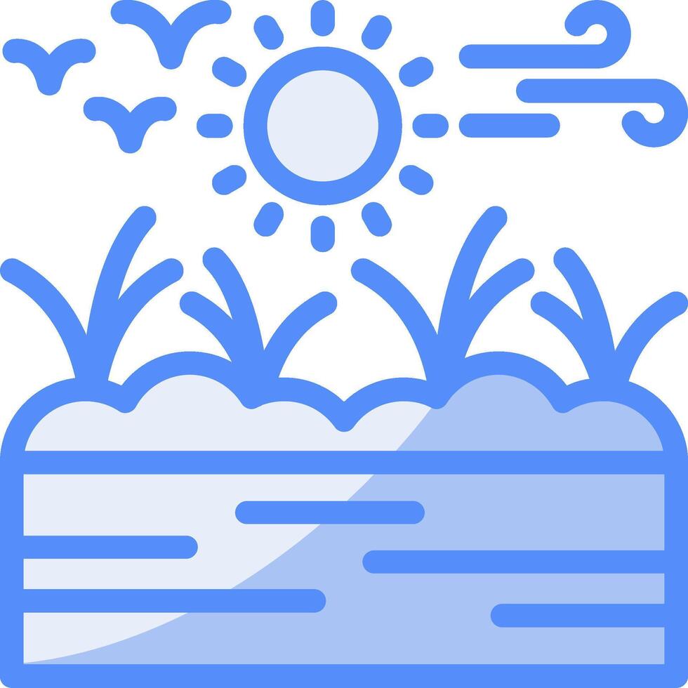 Wetland Line Filled Blue Icon vector